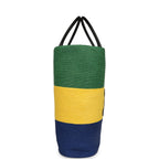 Maxi Coco Beach Large Shopping Bag Green, Yellow, Blue Raffia and Black Calfskin