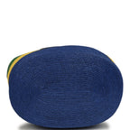 Maxi Coco Beach Large Shopping Bag Green, Yellow, Blue Raffia and Black Calfskin