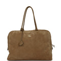 Maxi "Perfect Bowling" Bag Dark Beige Suede Gold Hardware