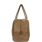 Maxi "Perfect Bowling" Bag Dark Beige Suede Gold Hardware