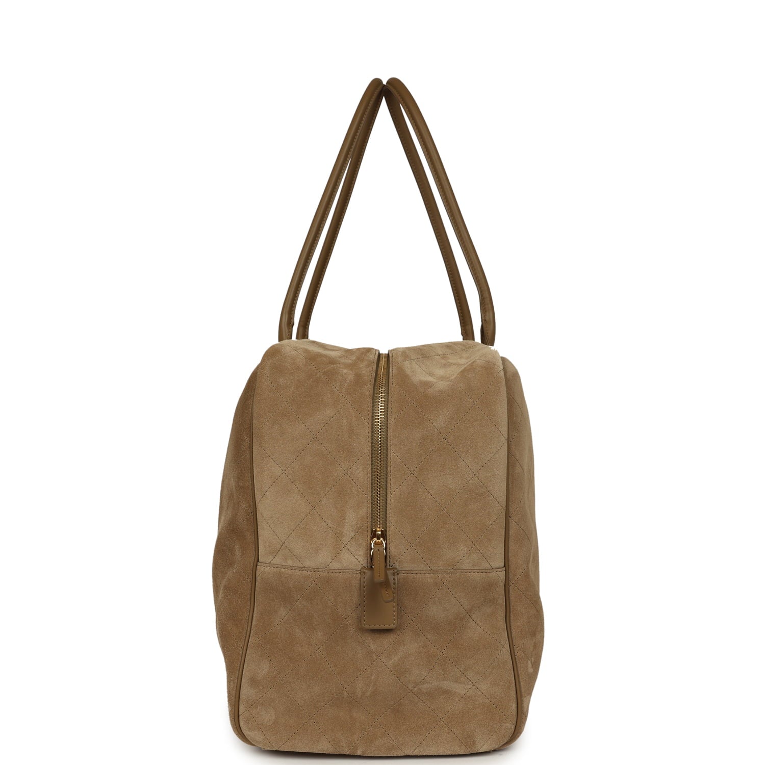 Maxi "Perfect Bowling" Bag Dark Beige Suede Gold Hardware