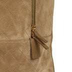 Maxi "Perfect Bowling" Bag Dark Beige Suede Gold Hardware