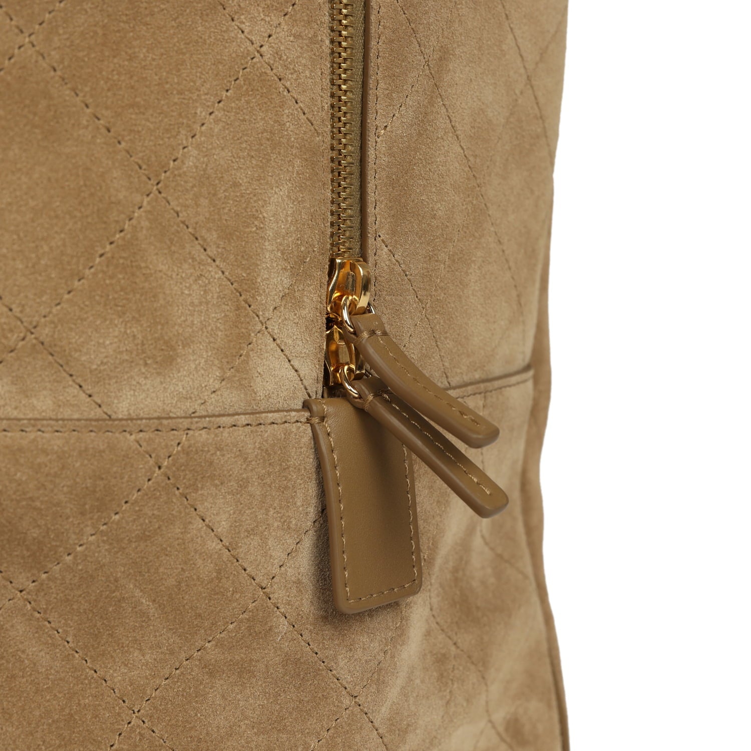 Maxi "Perfect Bowling" Bag Dark Beige Suede Gold Hardware