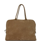 Maxi "Perfect Bowling" Bag Dark Beige Suede Gold Hardware