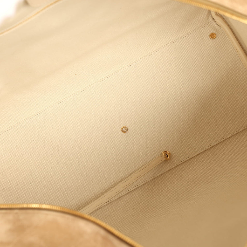 Maxi "Perfect Bowling" Bag Dark Beige Suede Gold Hardware