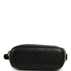 Mini Coco Base Clutch with Chain Brown Suede and Black Shiny Lambskin Brushed Gold Hardware