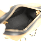 Mini Coco Base Clutch with Chain Brown Suede and Black Shiny Lambskin Brushed Gold Hardware
