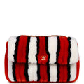 Chanel Maxi Coco Beach Stripe Flap Bag Orange, White and Black Raffia Gold Hardware