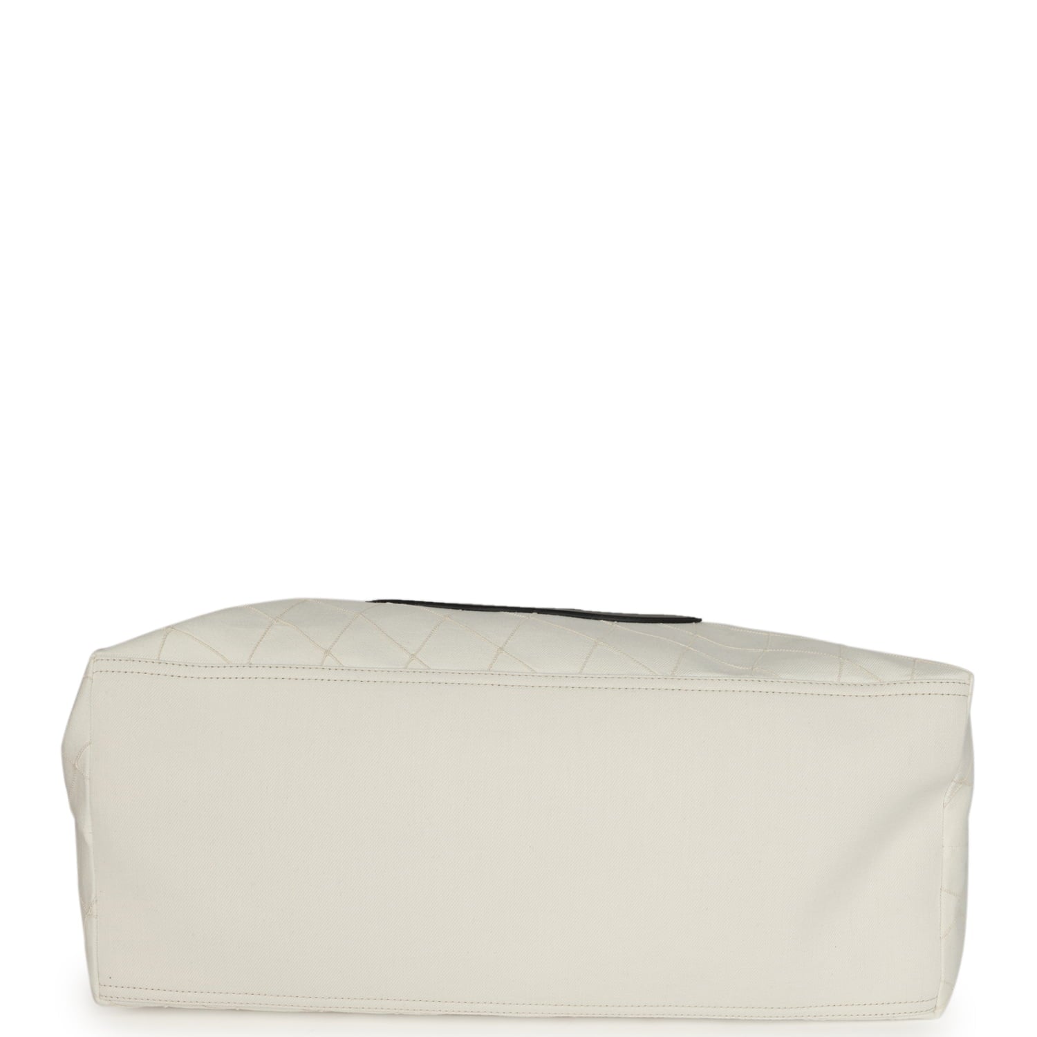 Maxi Coco Beach Cambon Hobo Bag White Denim and Black Calfskin Brushed Gold Hardware