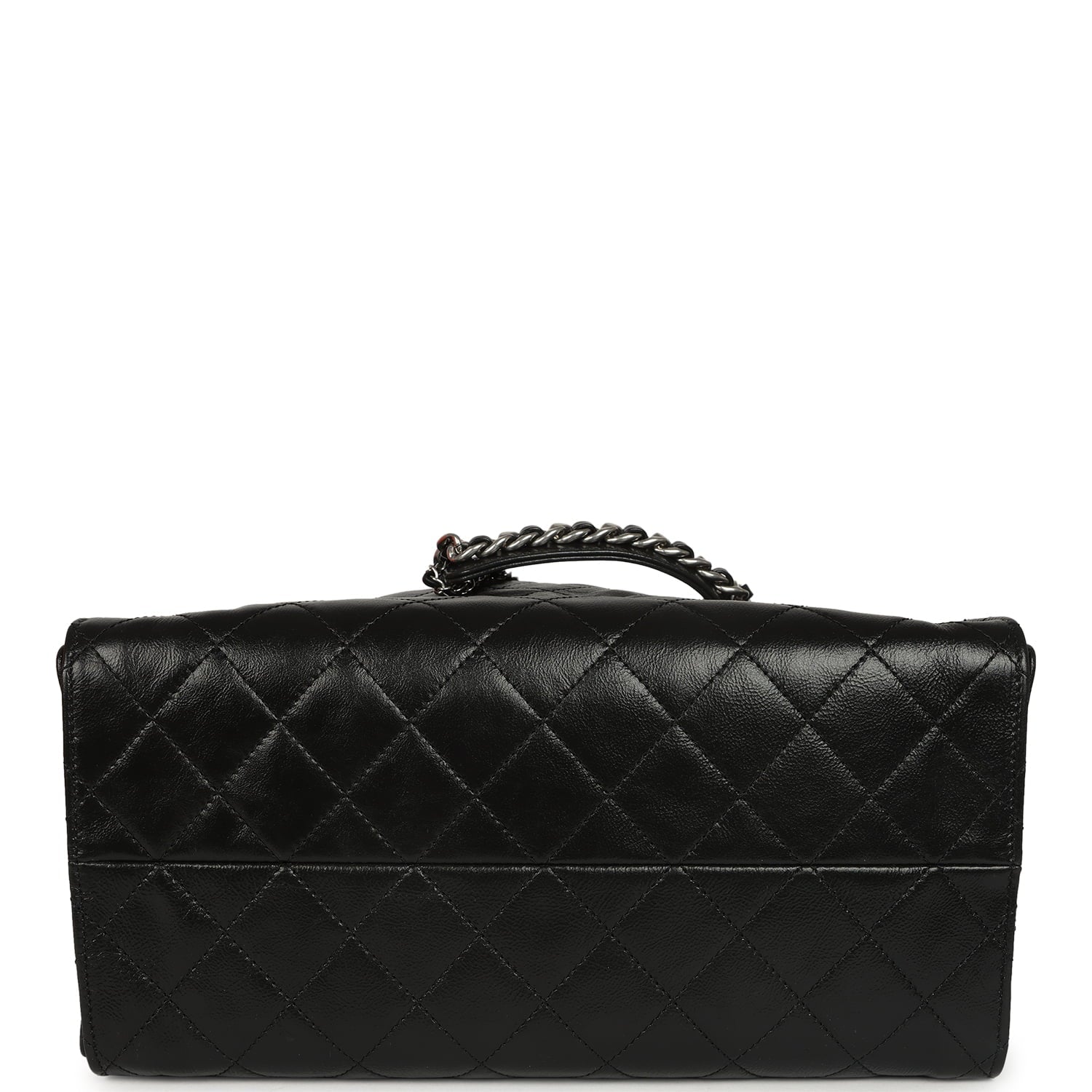 Medium 25 Hobo Bag Black Shiny Crumpled Calfskin Mixed Silver Hardware