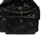 Medium 25 Hobo Bag Black Shiny Crumpled Calfskin Mixed Silver Hardware