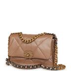 Medium 19 Flap Bag Pearly Beige Shiny Lambskin Mixed Metal Hardware