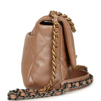 Medium 19 Flap Bag Pearly Beige Shiny Lambskin Mixed Metal Hardware