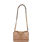 Medium 19 Flap Bag Pearly Beige Shiny Lambskin Mixed Metal Hardware