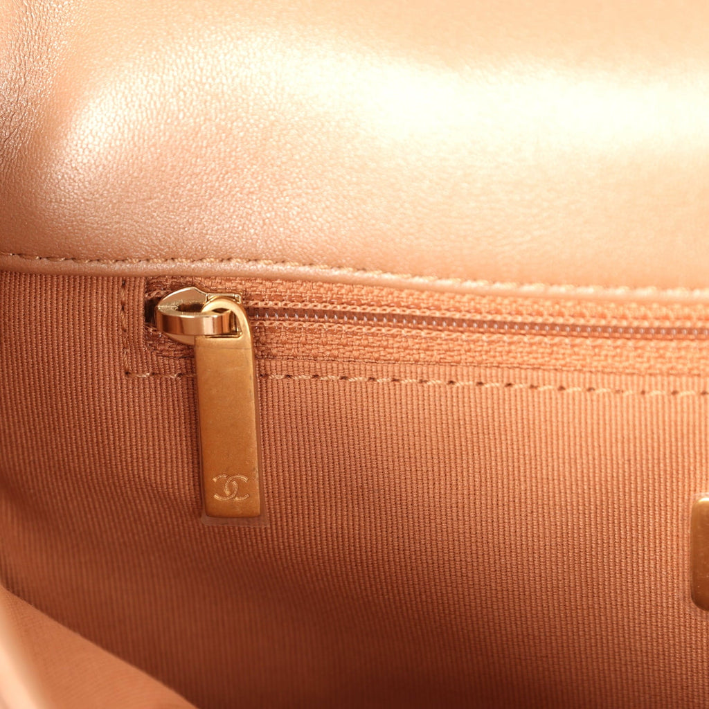 Medium 19 Flap Bag Pearly Beige Shiny Lambskin Mixed Metal Hardware