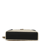 Coco Beach Top Handle Long Vanity Case with Chain Ecru Tweed and Black Calfskin Gold Hardware