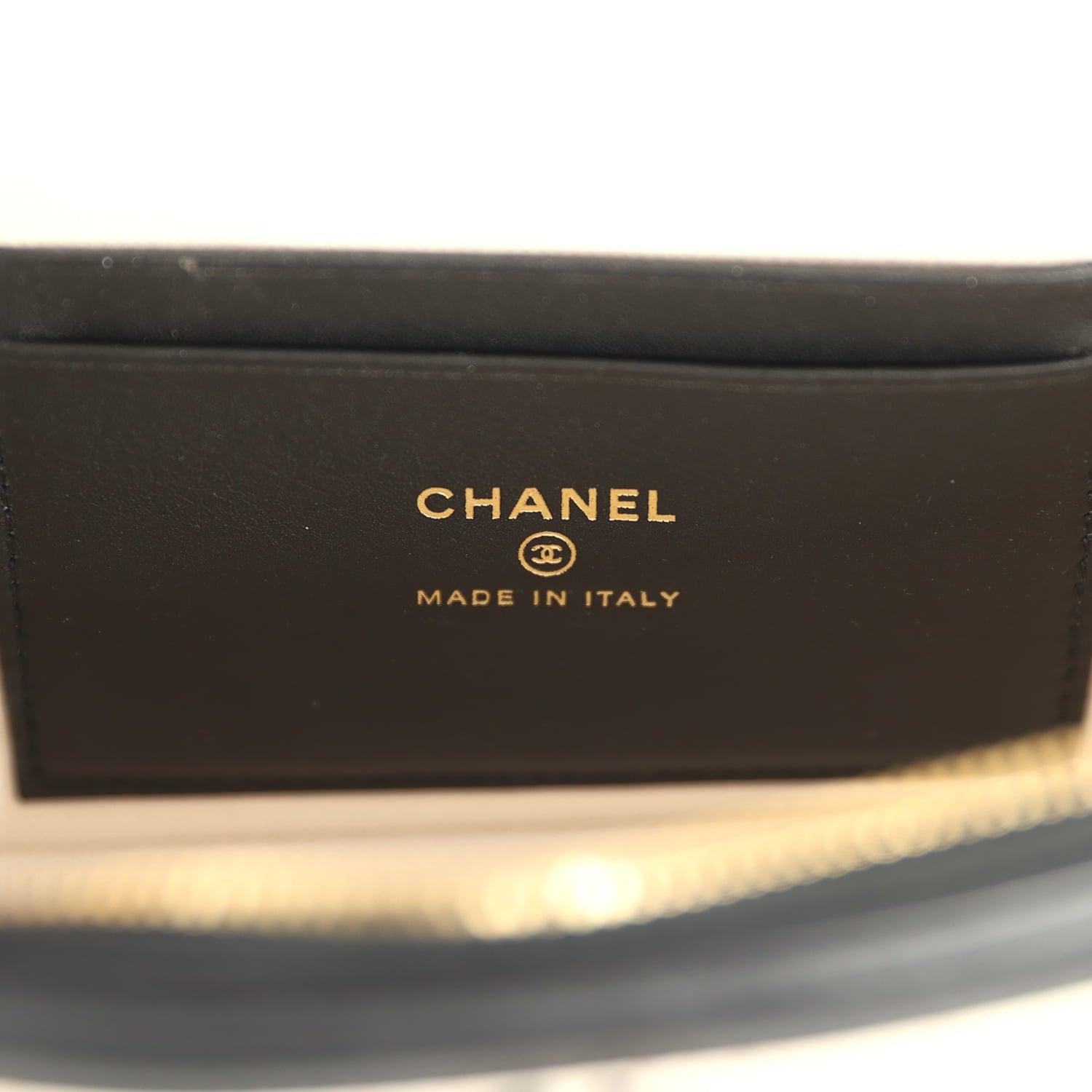 Coco Beach Top Handle Long Vanity Case with Chain Ecru Tweed and Black Calfskin Gold Hardware