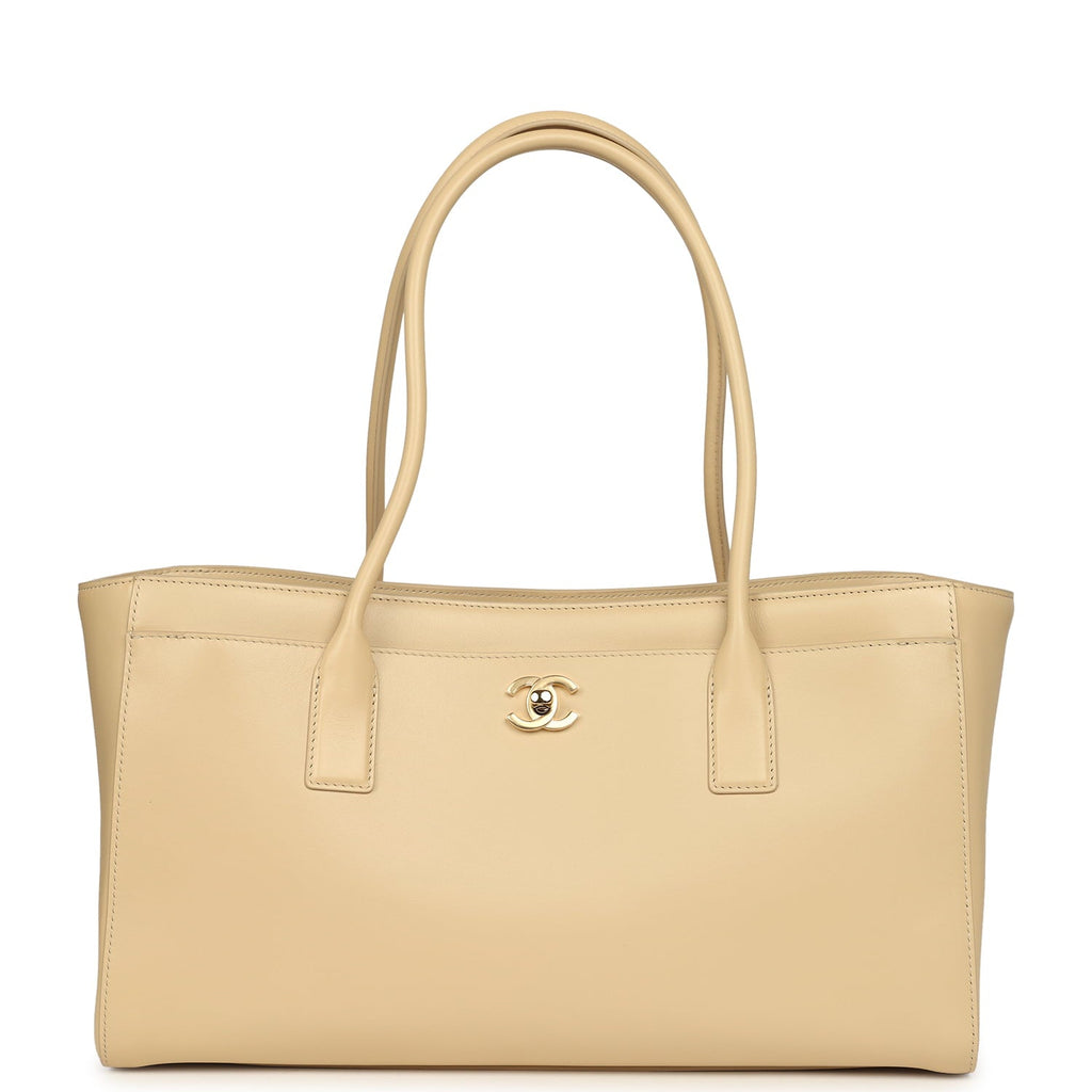 Small Cerf Shopping Bag Beige Calfskin Gold Hardware