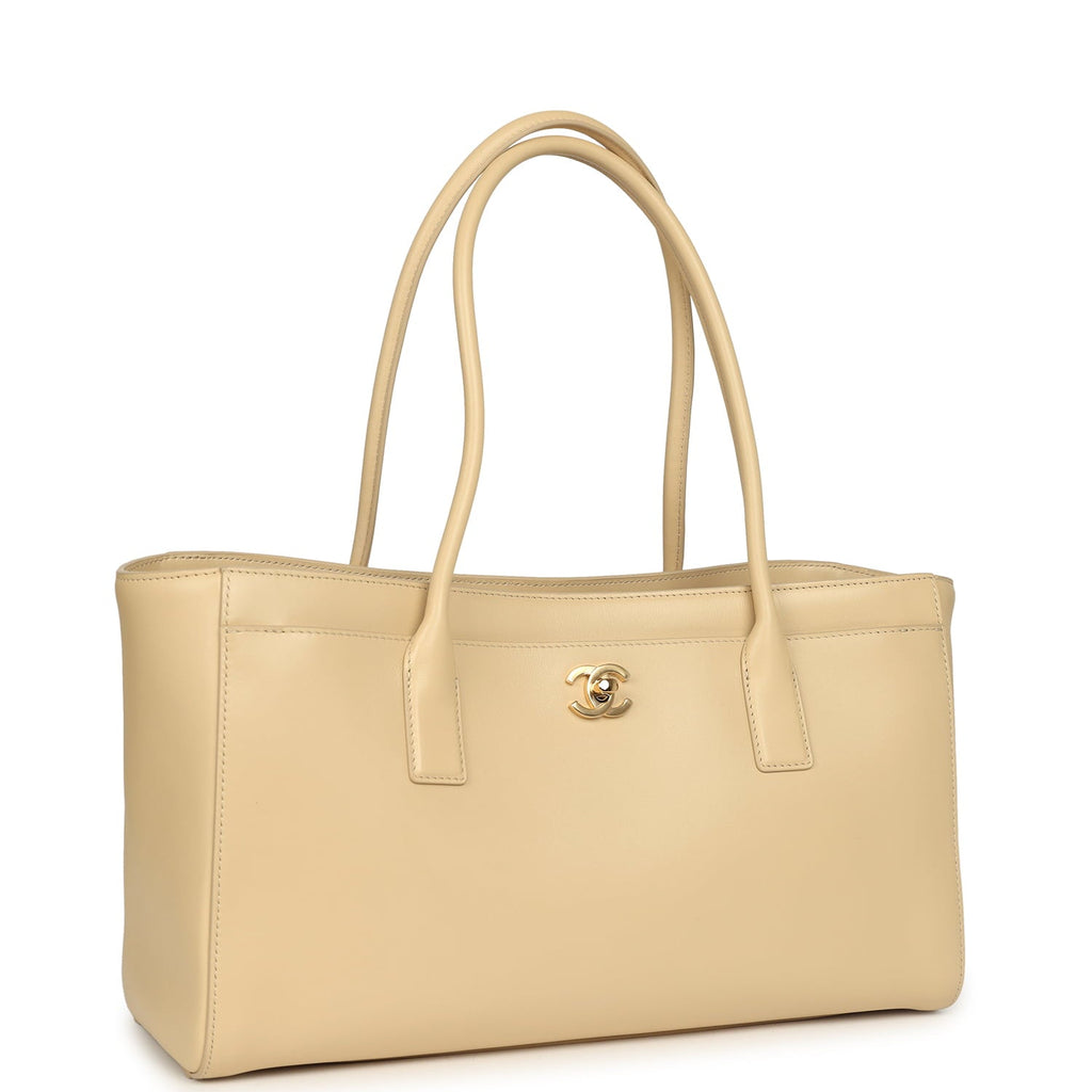 Small Cerf Shopping Bag Beige Calfskin Gold Hardware