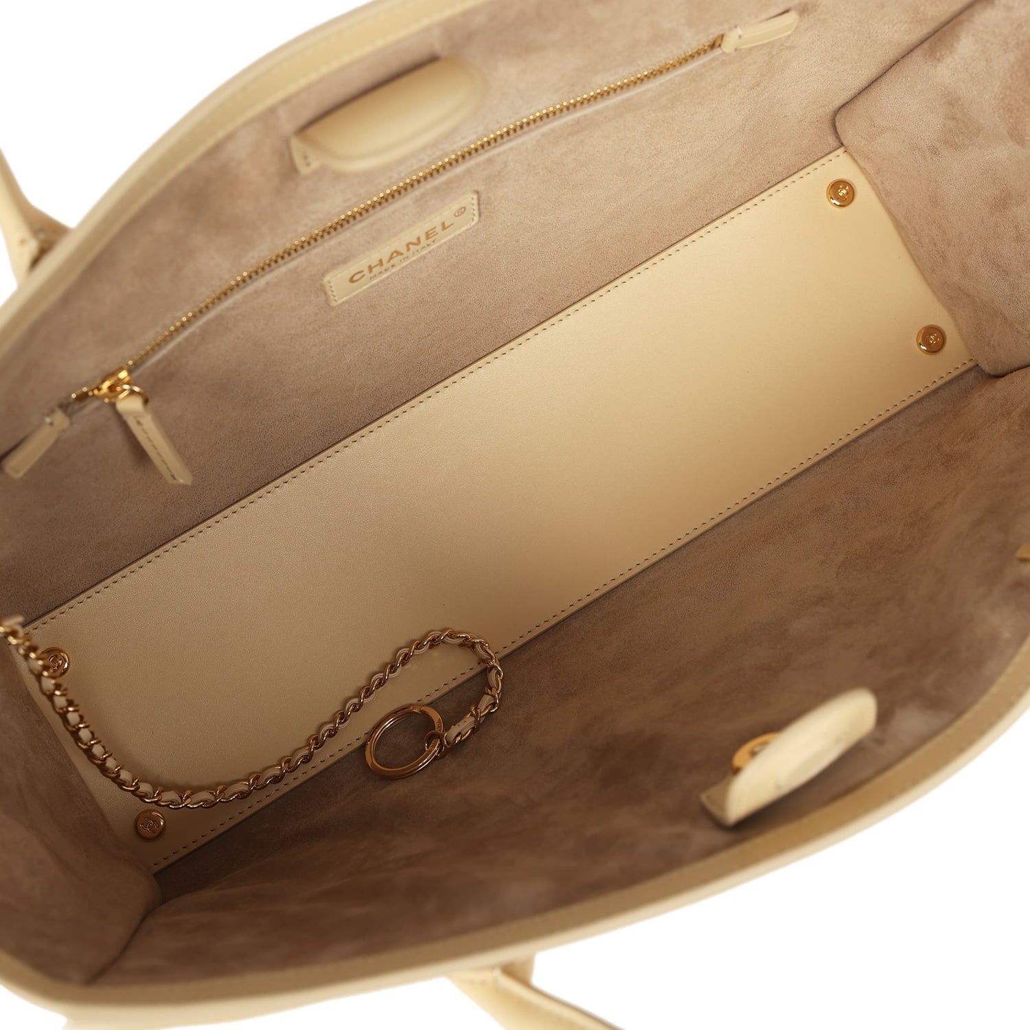 Small Cerf Shopping Bag Beige Calfskin Gold Hardware