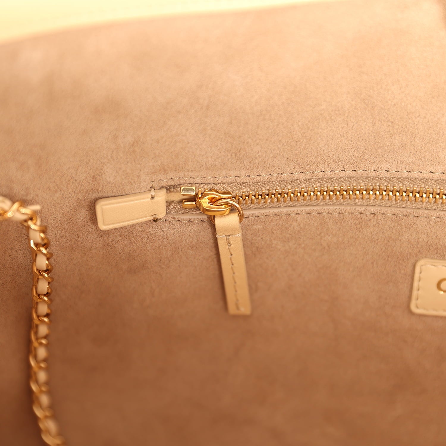 Small Cerf Shopping Bag Beige Calfskin Gold Hardware