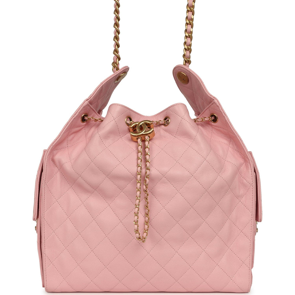 Medium 25 Hobo Bag Light Pink Caviar Antique Gold Hardware