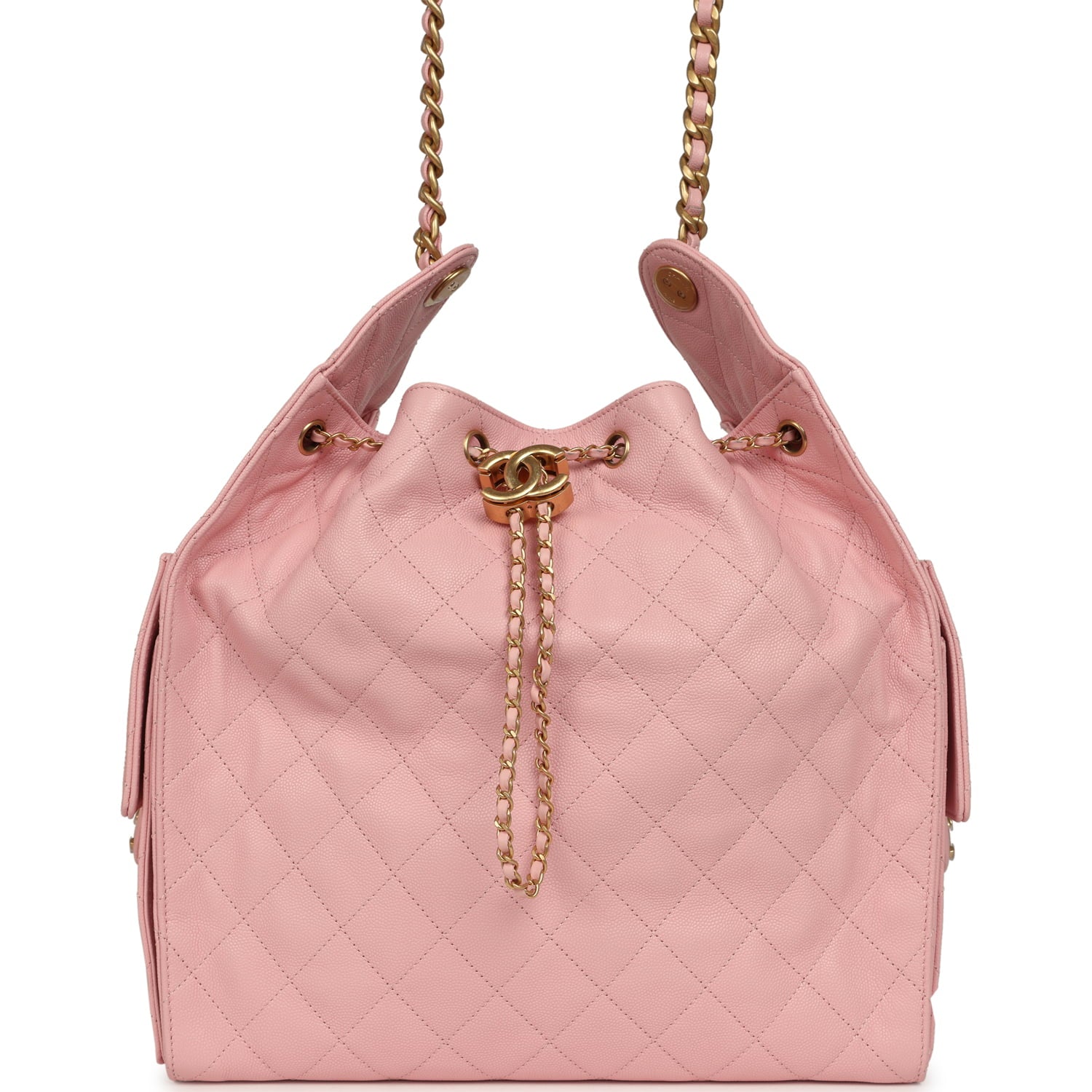 Medium 25 Hobo Bag Light Pink Caviar Antique Gold Hardware