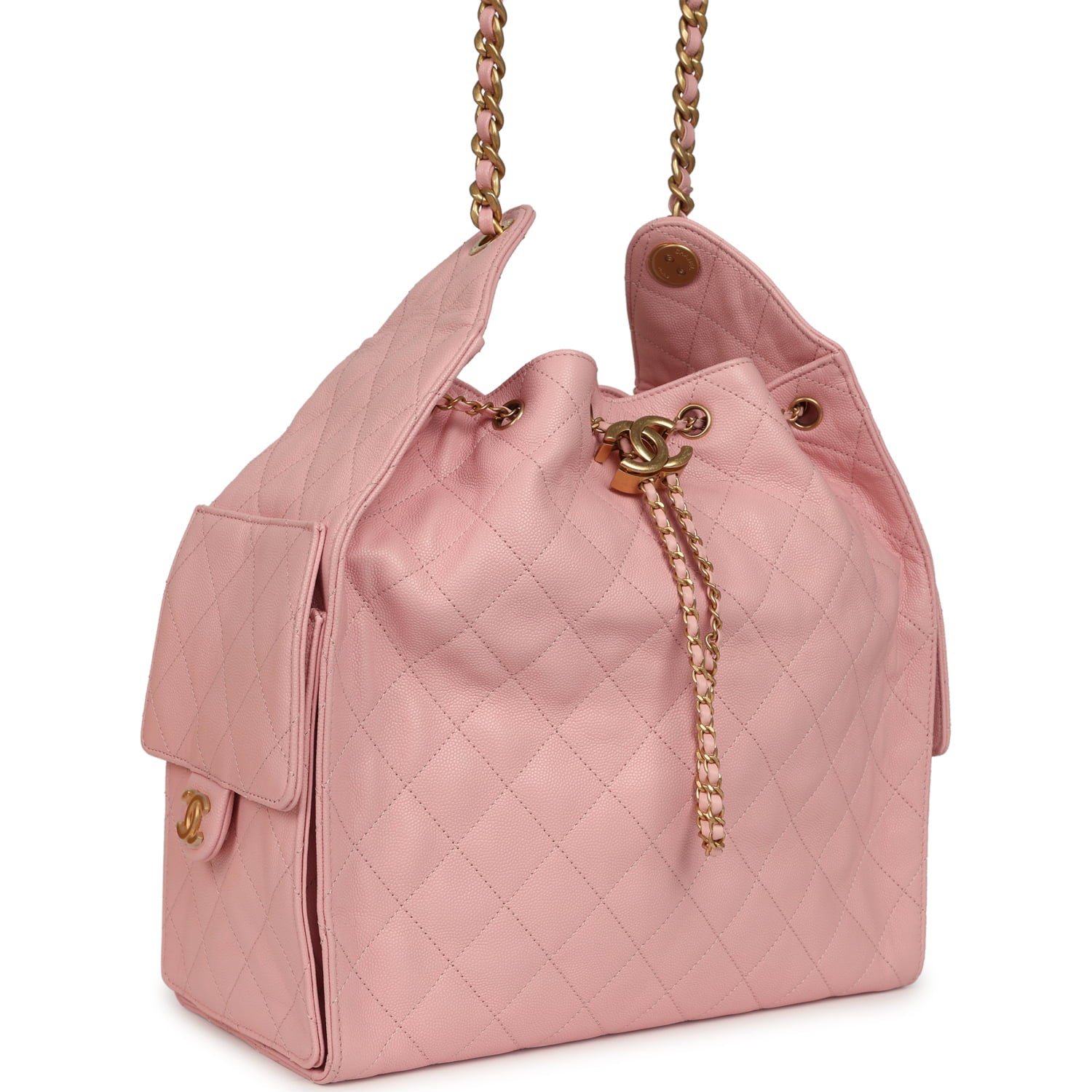 Medium 25 Hobo Bag Light Pink Caviar Antique Gold Hardware