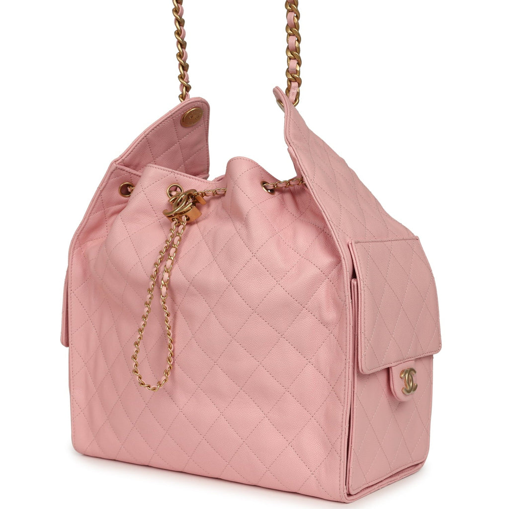 Medium 25 Hobo Bag Light Pink Caviar Antique Gold Hardware