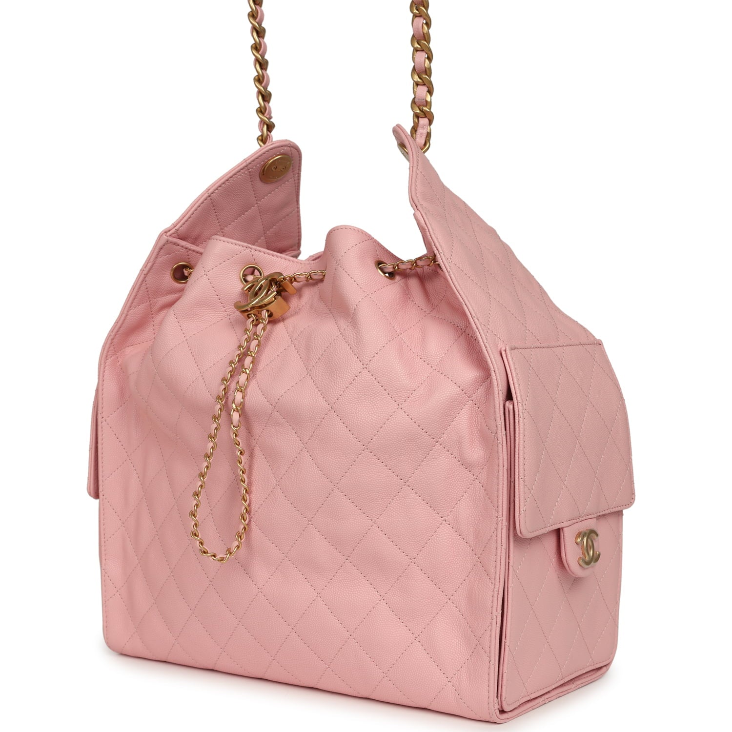 Medium 25 Hobo Bag Light Pink Caviar Antique Gold Hardware