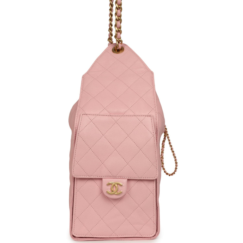Medium 25 Hobo Bag Light Pink Caviar Antique Gold Hardware