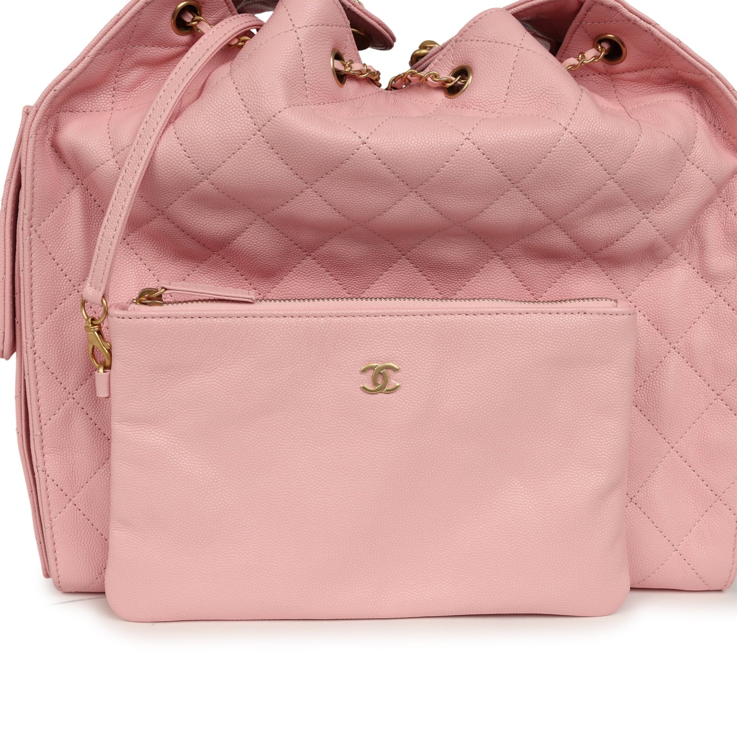 Medium 25 Hobo Bag Light Pink Caviar Antique Gold Hardware