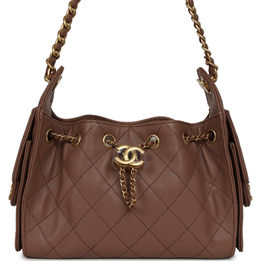 Mini 25 Hobo Bag Brown Caviar Antique Gold Hardware