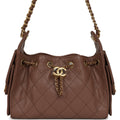 Mini 25 Hobo Bag Brown Caviar Antique Gold Hardware