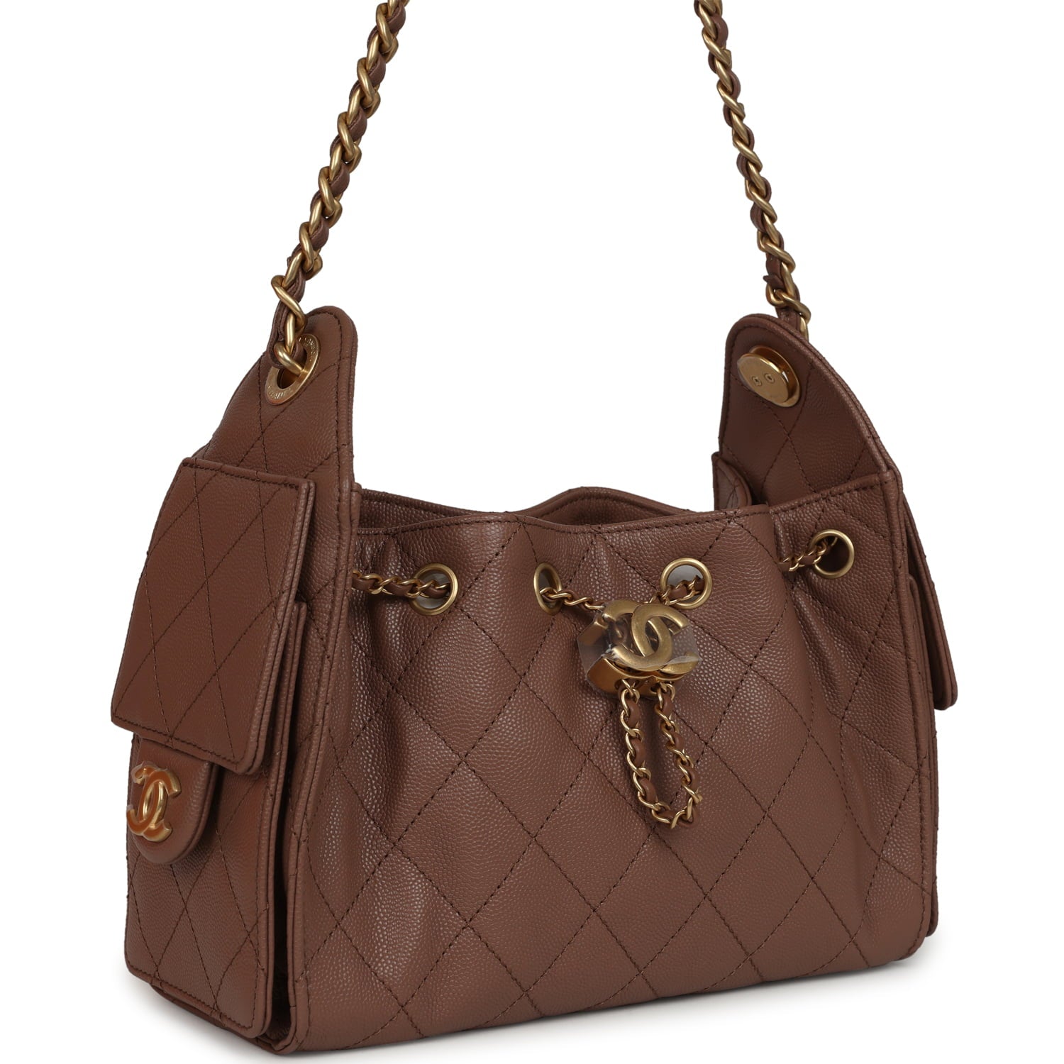 Mini 25 Hobo Bag Brown Caviar Antique Gold Hardware