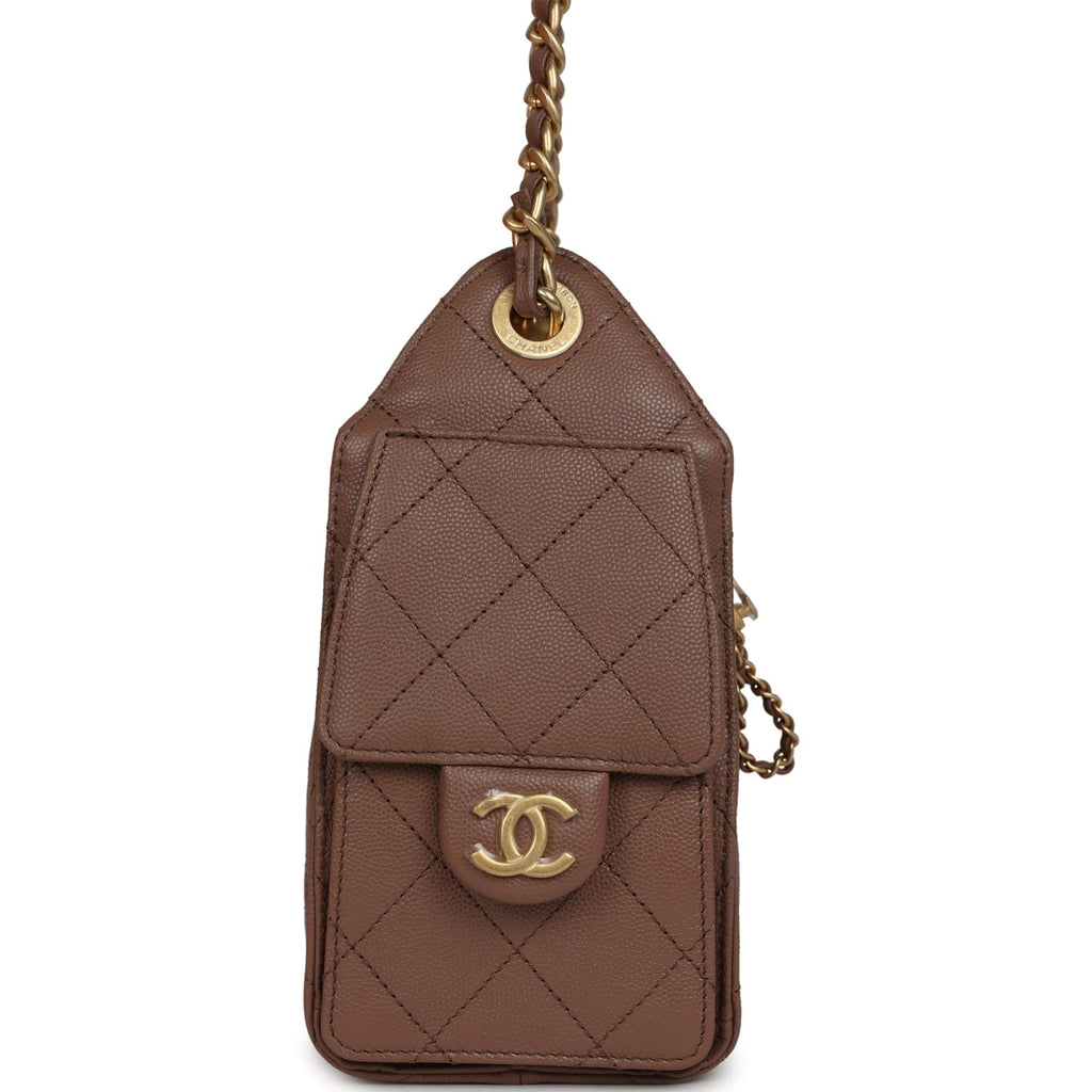 Mini 25 Hobo Bag Brown Caviar Antique Gold Hardware