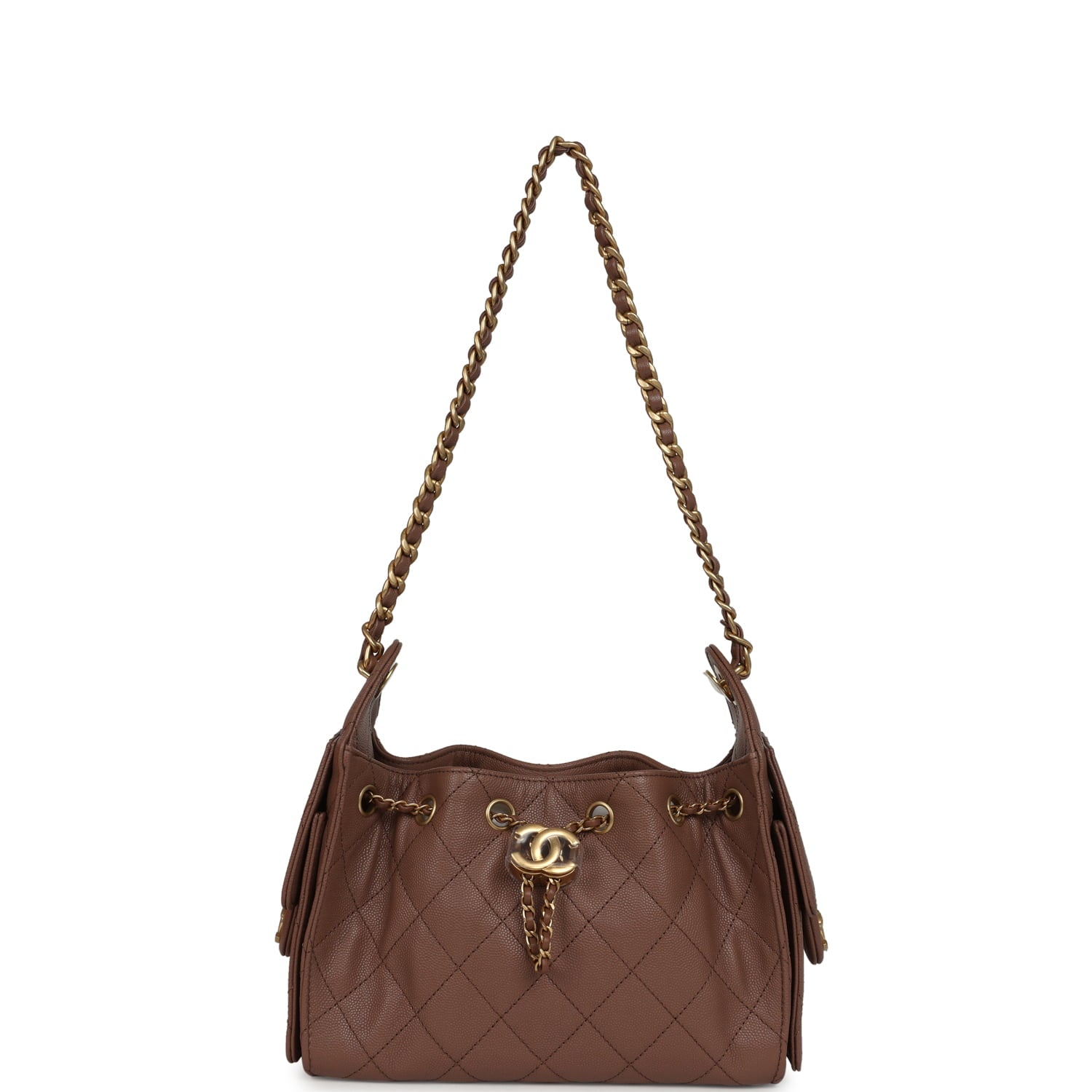 Mini 25 Hobo Bag Brown Caviar Antique Gold Hardware