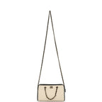 Coco Beach Mini Timeless Classic Barrel Bag with Chain Ecru Tweed and Black Calfskin Gold Hardware