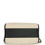 Coco Beach Mini Timeless Classic Barrel Bag with Chain Ecru Tweed and Black Calfskin Gold Hardware