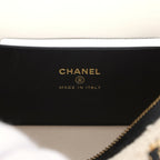 Coco Beach Mini Timeless Classic Barrel Bag with Chain Ecru Tweed and Black Calfskin Gold Hardware