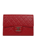 XXL CC Clutch Red Shiny Crumpled Calfskin Gold Hardware
