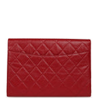 XXL CC Clutch Red Shiny Crumpled Calfskin Gold Hardware