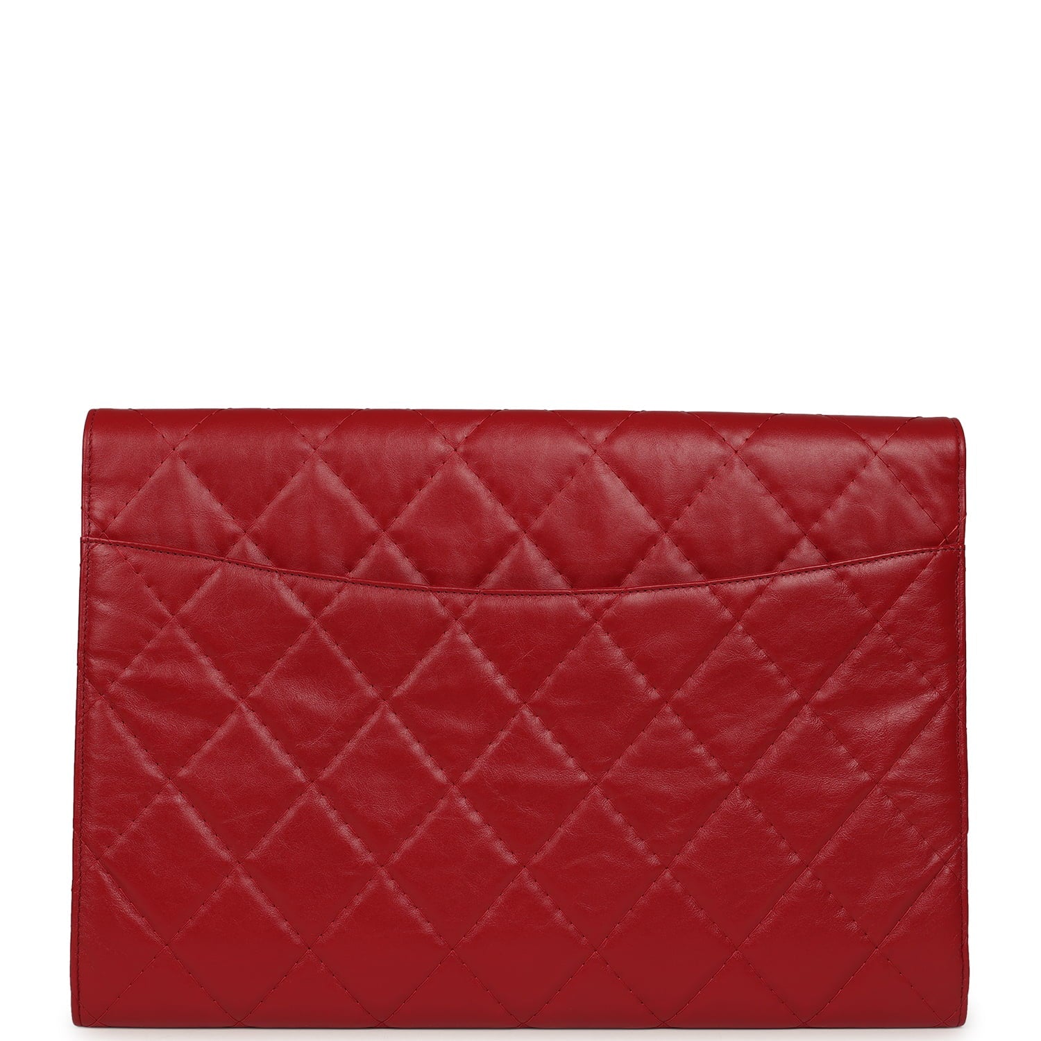 XXL CC Clutch Red Shiny Crumpled Calfskin Gold Hardware