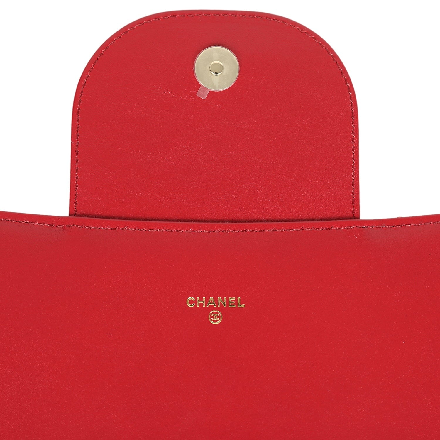 XXL CC Clutch Red Shiny Crumpled Calfskin Gold Hardware