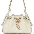 Mini 25 Hobo Bag White Caviar Antique Gold Hardware