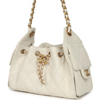 Mini 25 Hobo Bag White Caviar Antique Gold Hardware