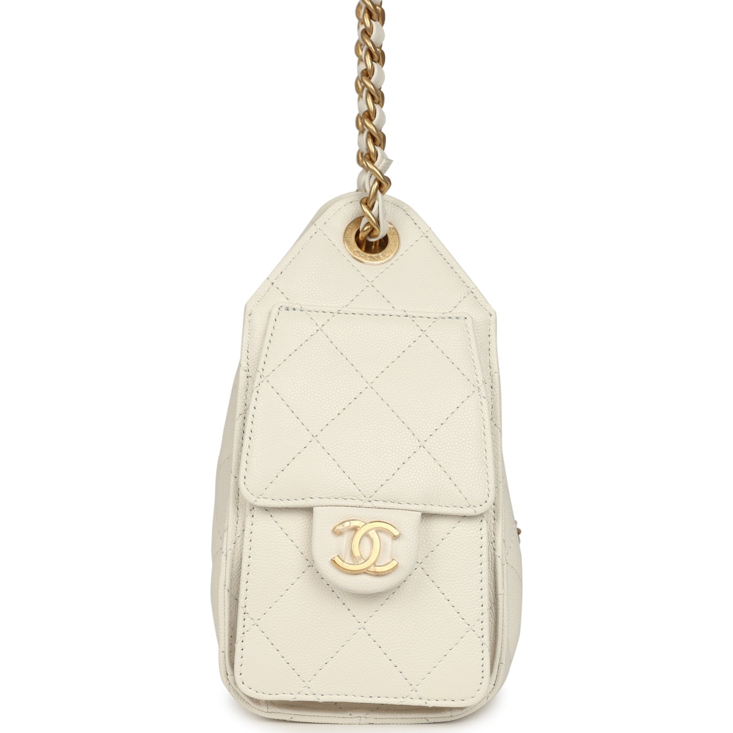 Mini 25 Hobo Bag White Caviar Antique Gold Hardware