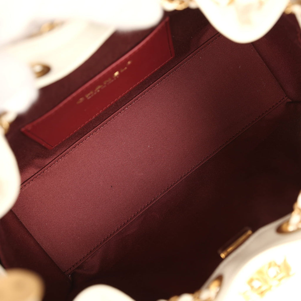 Mini 25 Hobo Bag White Caviar Antique Gold Hardware