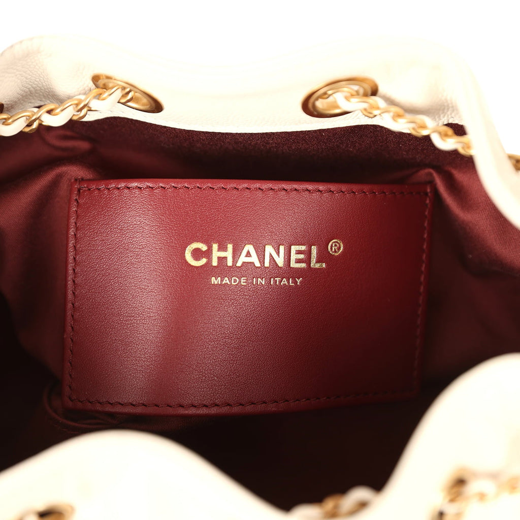 Mini 25 Hobo Bag White Caviar Antique Gold Hardware