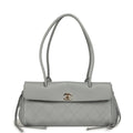 Small "Urban Essential" East West Shopping Tote Light Grey Caviar Gold Hardware